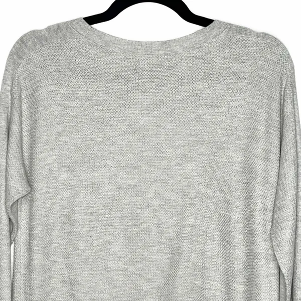 American Eagle Crew Neck Waffle Knit Top Long Sleeve Shirt Grey Size Small - Image 4