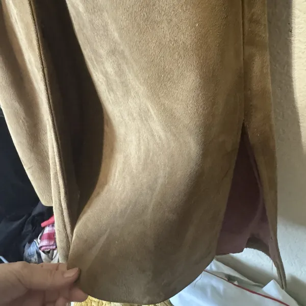 Vintage Annshire Original Suede Coat Faux Fur Collar Tan Brown 60s Union made - Image 8