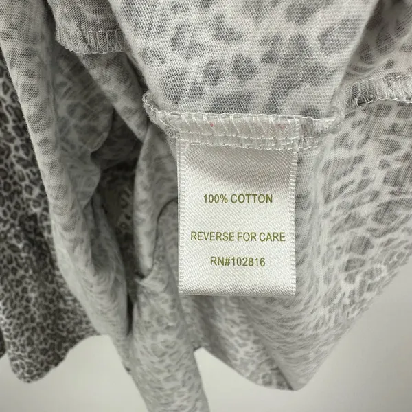 Garnet Hill size small sleeveless tiered dress white gray leopard print cotton‎ - Image 4