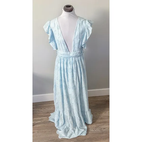 Malibu Bum Baby Blue Eyelet Maxi Dress - Image 4