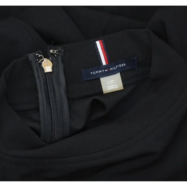 Tommy Hilfiger Womens Mock Neck Ruffled Long Sleeve Cocktail Midi Dress Black 12 - Image 4