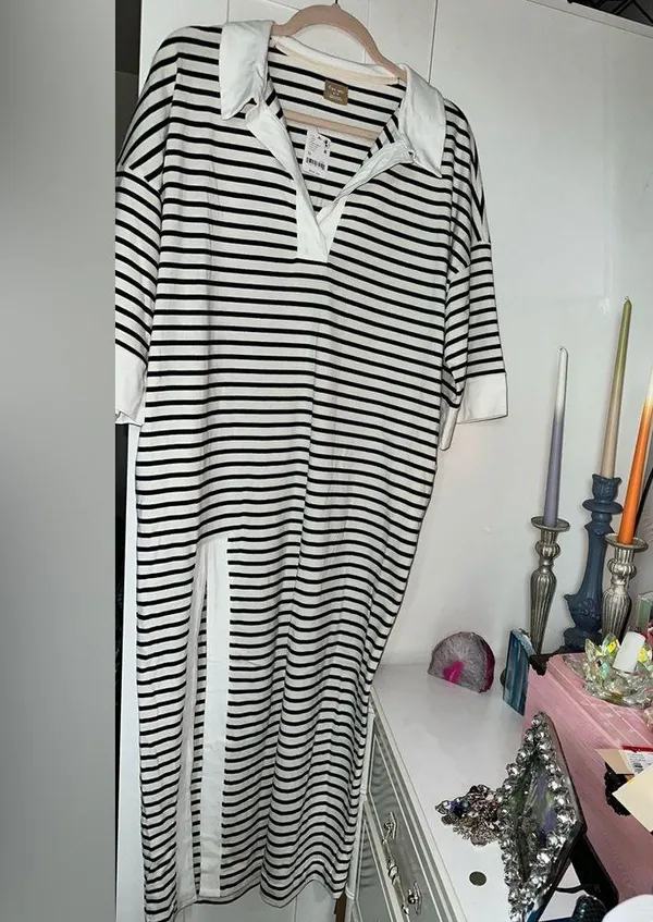 NWT FREE PEOPLE Jackson Rugby Midi Dress - Ivory Combo $98 MSRP - Image 8