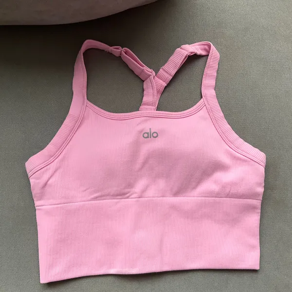 Alo Yoga Seamless Ribbed Favorite Bra Tank Sweet Pink S - Image 2
