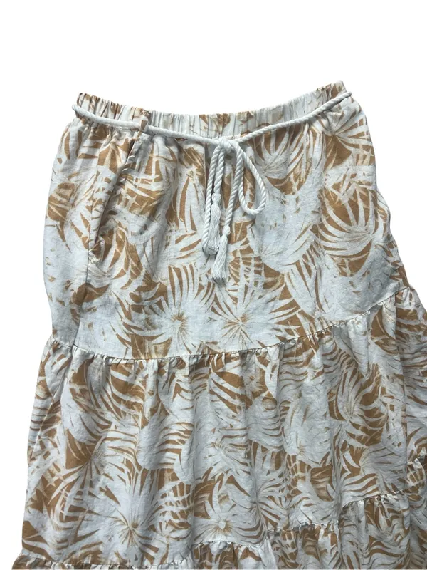 C&C California Cream and Golden Yellow Tropical Tiered Maxi Skirt - Image 3