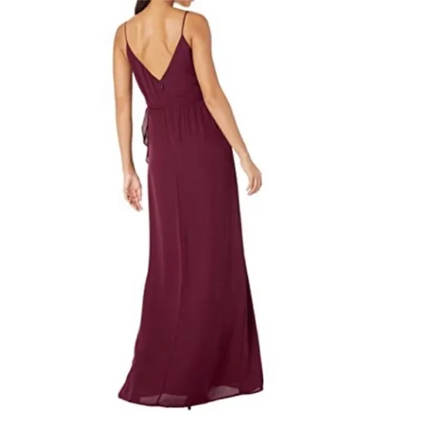 Wayf‎ Maroon Bridesmaid Maxi Wrap V-Neck Dress Size Small - Image 2