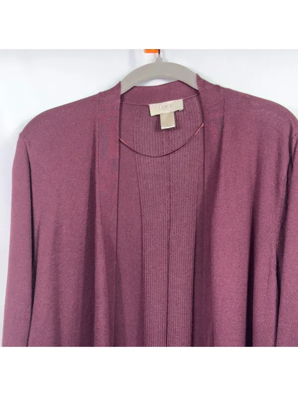 LOFT Outlet Large Burgundy Open Front Cardigan - Image 2
