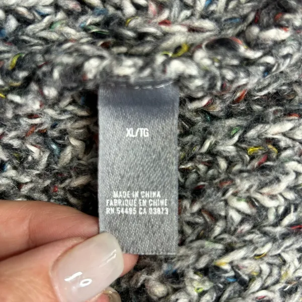 Aerie Chunky Lace Up Sweater XL Gray Confetti Knit Cozy Oversized Pullover - Image 10