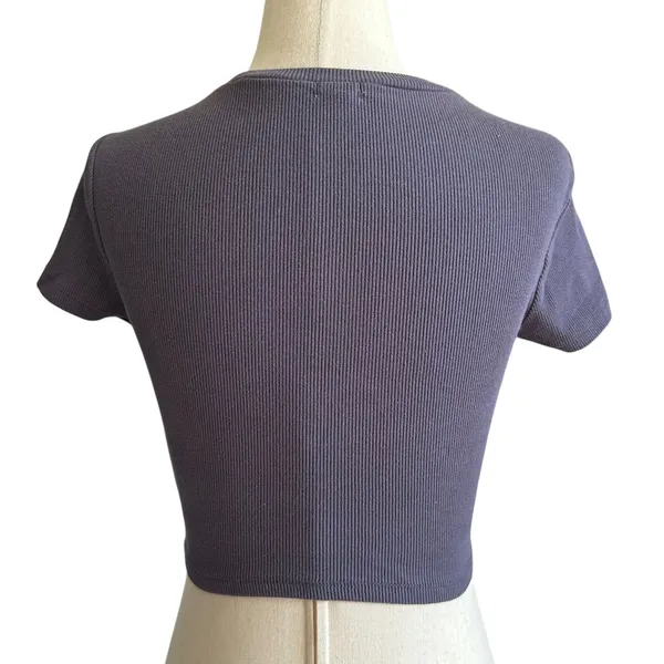 Garage Gray Ribbed Crop Top Women's Size Small | 6-33 - Image 2