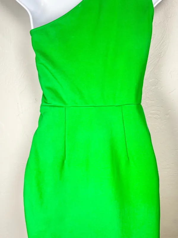Superdown Green One-Shoulder Cutout Bodycon Mini Dress Size Small - Image 5