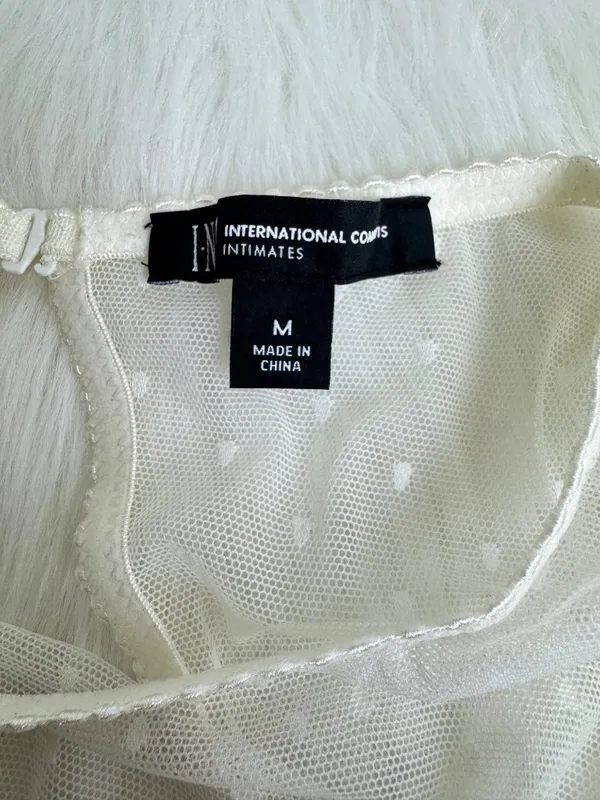 INC INTIMATES Lace Mesh Molded Cup Underwire Thong Bodysuit Sz MD White Cup C-D - Image 6