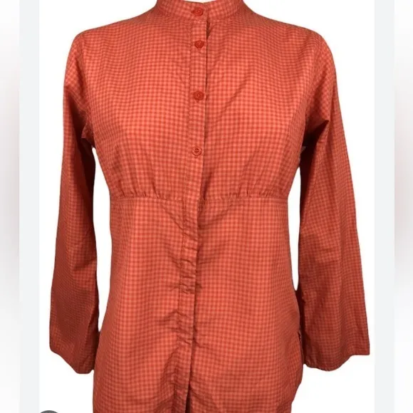 Patagonia Long Sleeve Gingham Check Henley Cotton Button Down Top 14 - Image 2