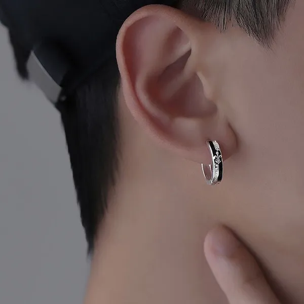 925 Silver Plated Knight Cross Hoop Earrings for Men Women,Punk Hip Hop Earrings - Image 4