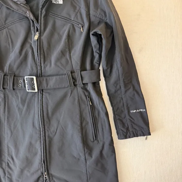 The North Face Apex Belted Softshell Trench Coat Jacket Womens Large Black - Image 11