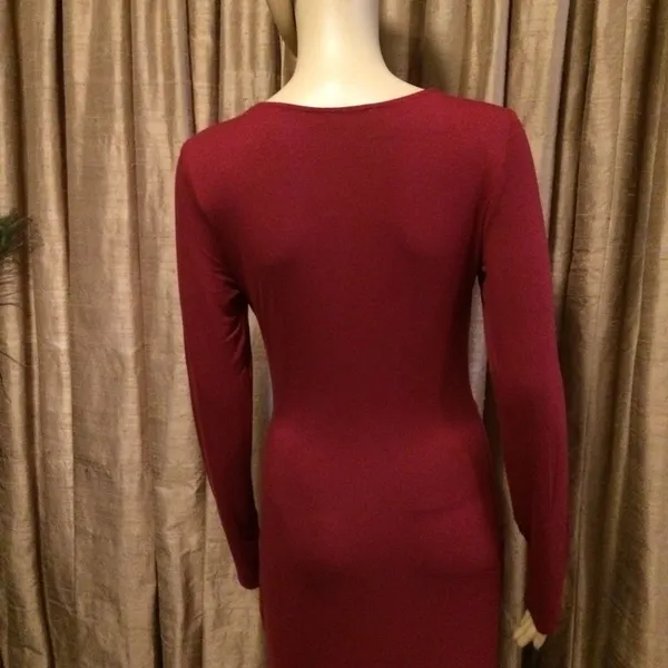 CQ by CQ High/Low Burgundy Goddess Draped Dress - Image 4