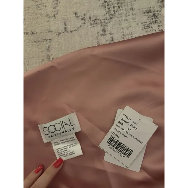 Dessy Social Asymmetrical One Shoulder Cowl Maxi Slip Dress Desert Rose Large - Image 5