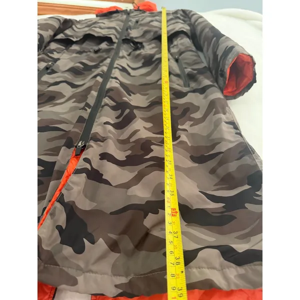 My Anorak Camo‎ Longline Down Puffer Parka Jacket Orange Lining XS 50745SNLP - Image 3