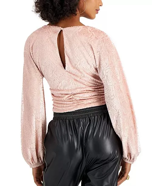 Self Esteem NWT  Velvet Ruched Pink Top - Image 3