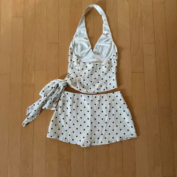 Princess Polly Beffanie polka dot halter top and skirt with shorts set - Image 3