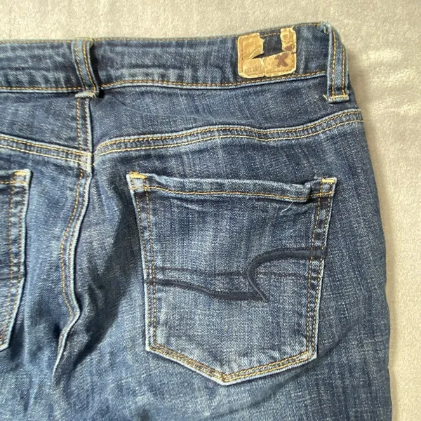 American Eagle Women Jeans Sz 6 Regular High‎ Rise Stretch Skinny Blue Jeggings - Image 2