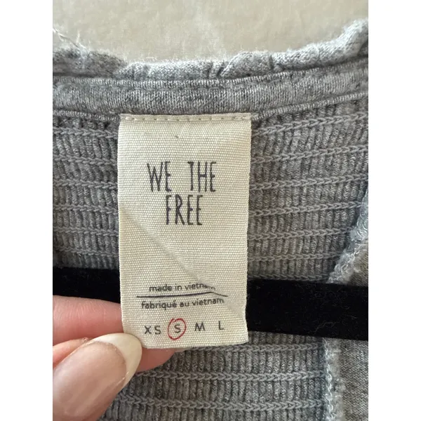 We The Free Grey Just a Henley V-Neck Linen Blend Oversized Boho Top Small - Image 7