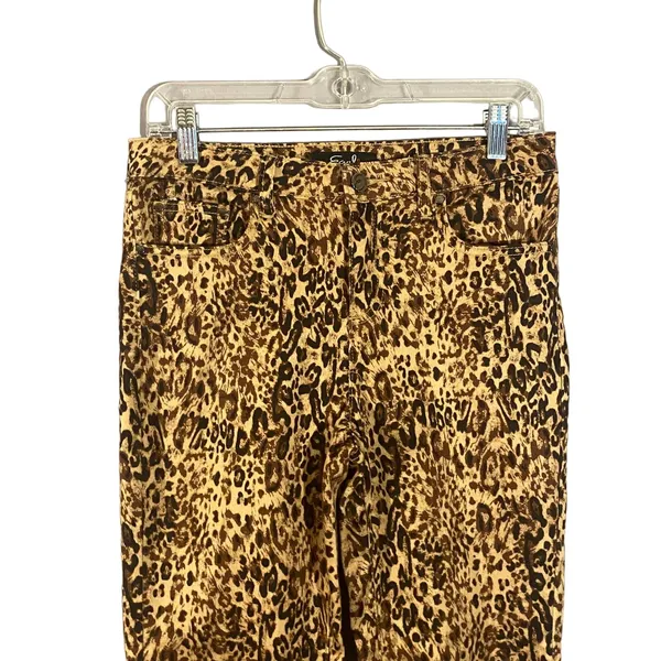 Earl Jean Tan Leopard Animal Print Skinny Ankle Classic Jeans Women Sz 6 - Image 5