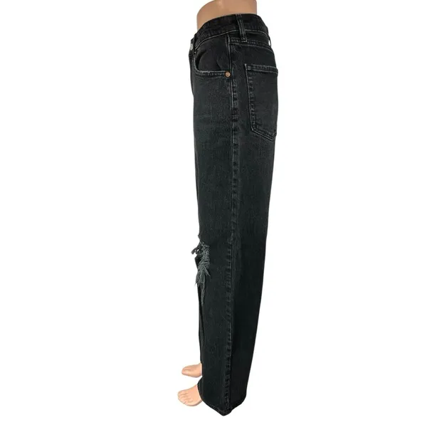 Wild Fable Black Highest Rise Baggy Distressed Straight Denim Jeans Pants Sz 28 - Image 2