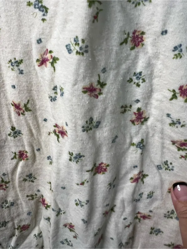 L.L.Bean Vintage Floral Double Layer Wool Blend Thermal Henley Top Cottagecore - Image 5