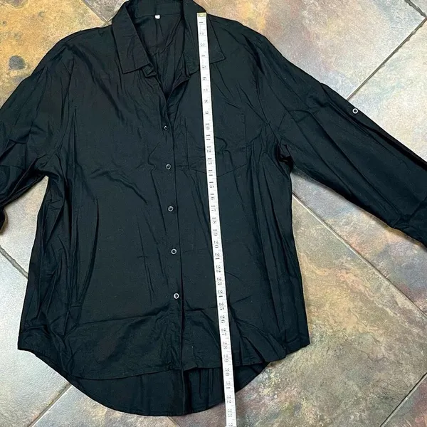 Women’s Black Long Sleeve Button Up Blouse XXL - Image 8