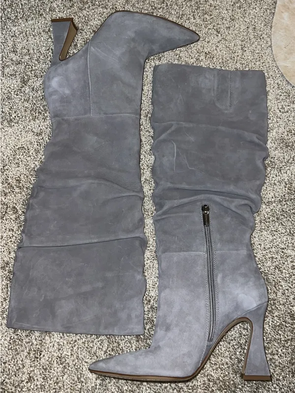 Vince Camuto Women's Grey Suede Knee-High Slouch Boot with Pointed Toe - Image 2
