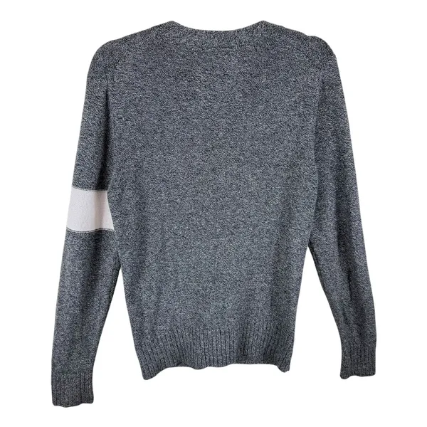American Eagle Gray V-Neck Button Up Letterman‎ Sweater Wool Cotton Size XS - Image 2