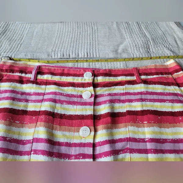 Striped Button-Down Skirt Linen Blend resort ballet core fairy whimsy boho - Image 6