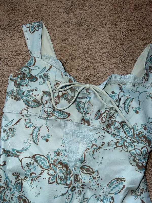 JoyFolie Blue Floral Bodysuit - Image 4