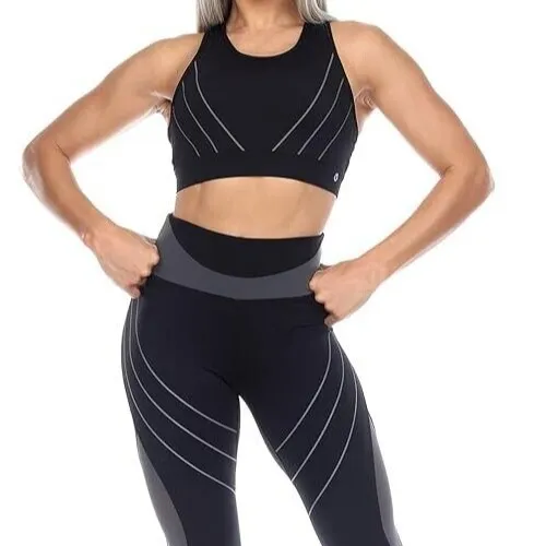 White Mark Women's 3XL Racer Back Cut-Out Contour Striped Sports Bra - Image 3