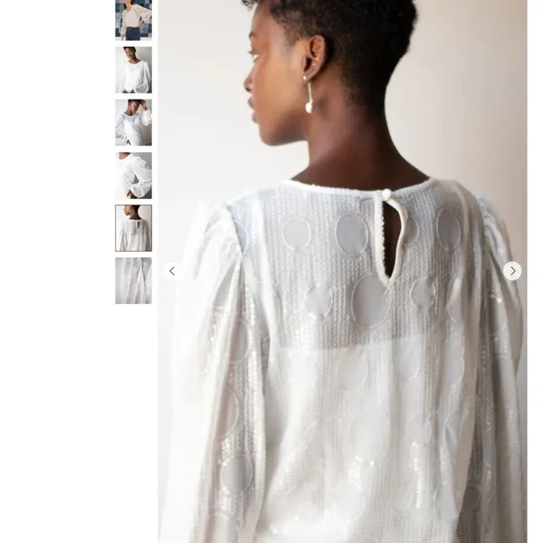 Eva Franco Sheer Sequined Blouse White - Image 6