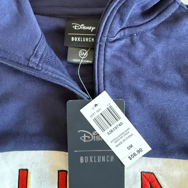 Disney Stitch Ohana Surf Quarter Zip Crew Navy Various Sizes NWT IN PACKAGE - Image 7