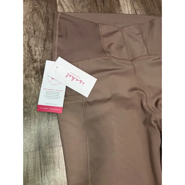 Isabel Maternity Performance Pocket Leggings Full Panel Taupe Brown Large NWT - Image 3