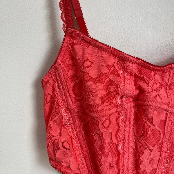 Urban Outfitters Out From Under Lace Corset Coral Bustier‎ Top Size S - Image 8