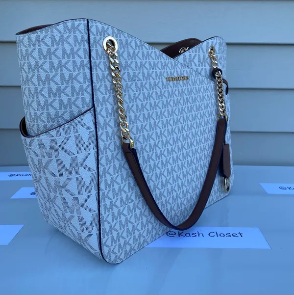Michael Kors Jet Set Travel Large X Chain Shoulder Tote -Vanilla - Image 4