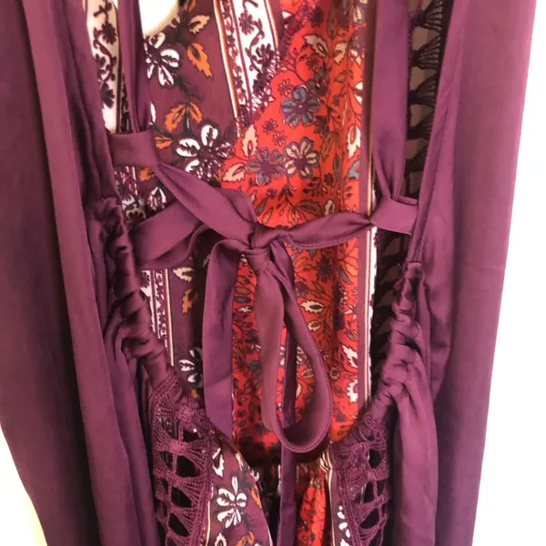Intimately Free People Bohemian Nights Maxi Slip Dress in fiery red combo Size M - Image 9