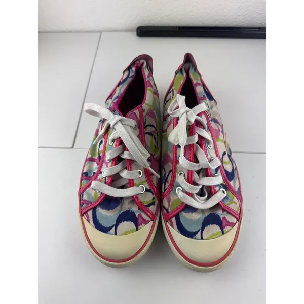 Coach Barrett Poppy canvas sneakers Signature Pattern Tennis Shoes Size‎ 8.5B - Image 2