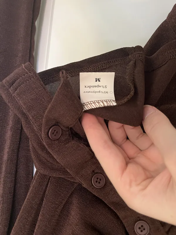 Brown Long Sleeve Button Top Size M - Image 3