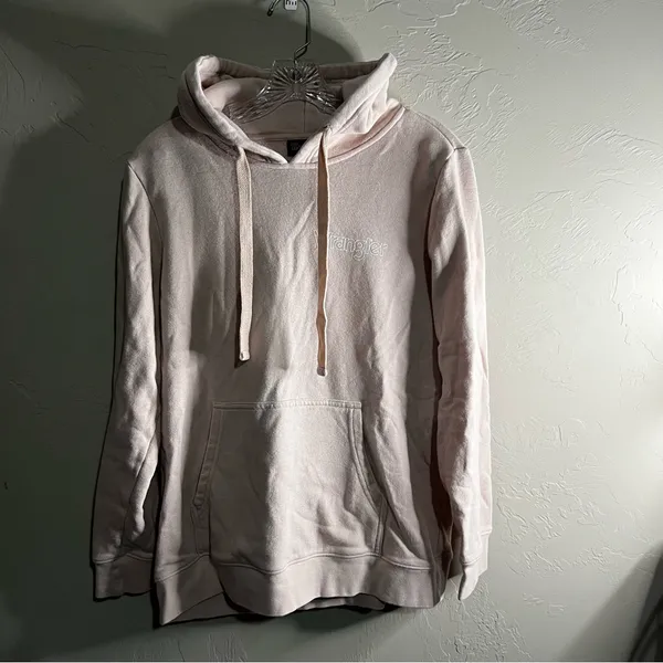 Wrangler Retro Soft Pink Spell-out‎ Kangaroo Pocket Pullover Hoodie - Image 2