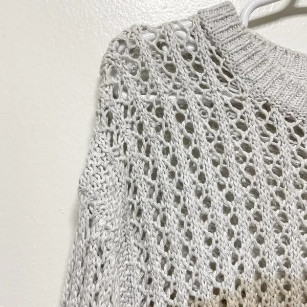 One Grey Day Tan Gray Stripped Bell Sleeve Knitted Sweater - Image 4
