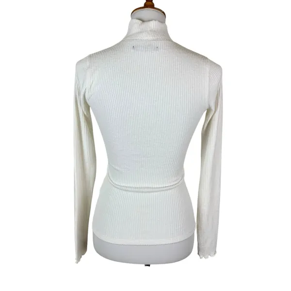 Abercrombie‎ Fitch White Ribbed Turtleneck Slim Fit Long Sleeve Top XS - Image 2