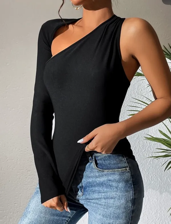 Black One-Shoulder Top Shein - Image 5