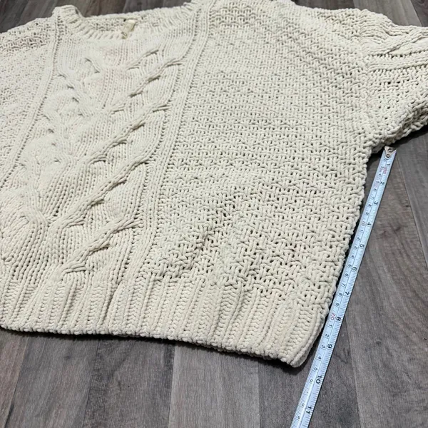 Line & Dot Cream Beige Chunky Open Cable Knit Slouchy Crewneck Sweater 1 - Image 4