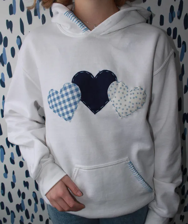 patchwork blue heart sweatshirt White Size s - Image 3