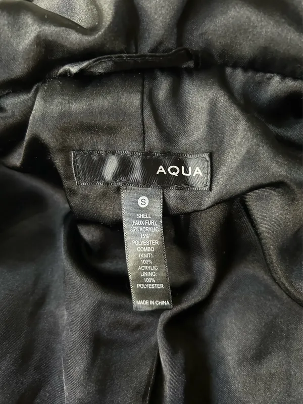 Aqua faux fur sweater jacket with hoodie - Image 4