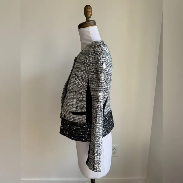 Banana Republic Textured Black Grey Parisian Jacket Tweed Women's 0 Blazer - Image 5