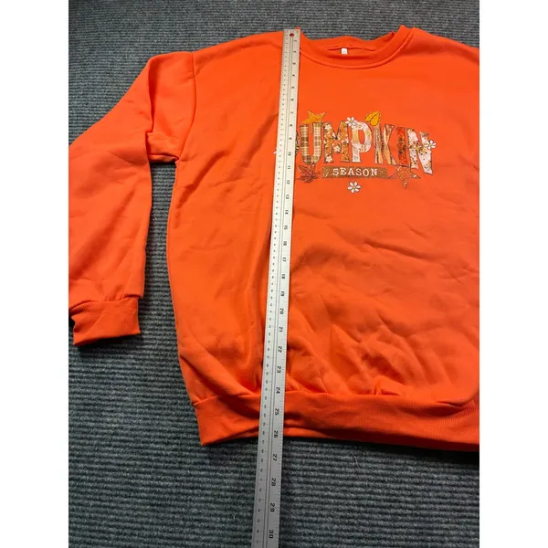 Pumpkin Season Orange Graphic Sweatshirt Women XL Fall Halloween Pullover Casual - Image 4
